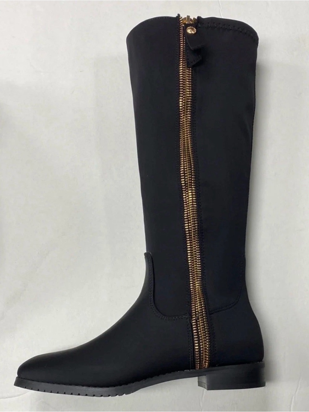 Henry Ferrera Collection Classic Black Knee-High Women's Boot with Gold Size 8